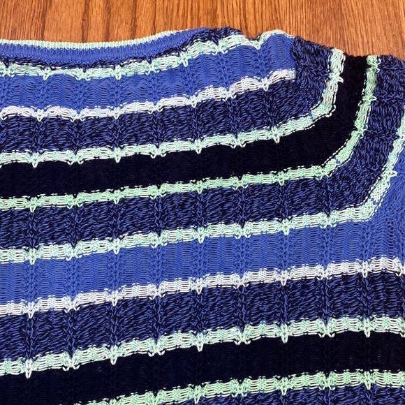 Talbots Open Knit 100% Cotton Striped Sweater Size Large - Picture 7 of 9
